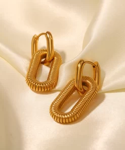 Rippled Gold Drop Earrings