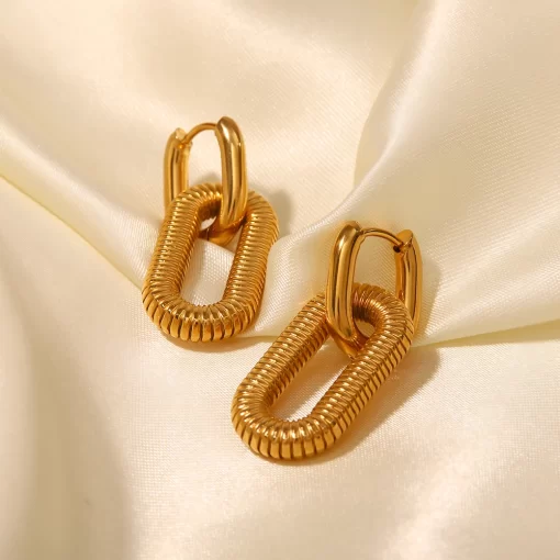 Rippled Gold Drop Earrings