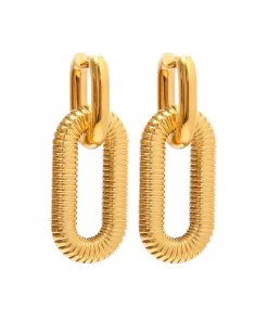 Rippled Gold Drop Earrings