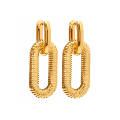 Rippled Gold Drop Earrings