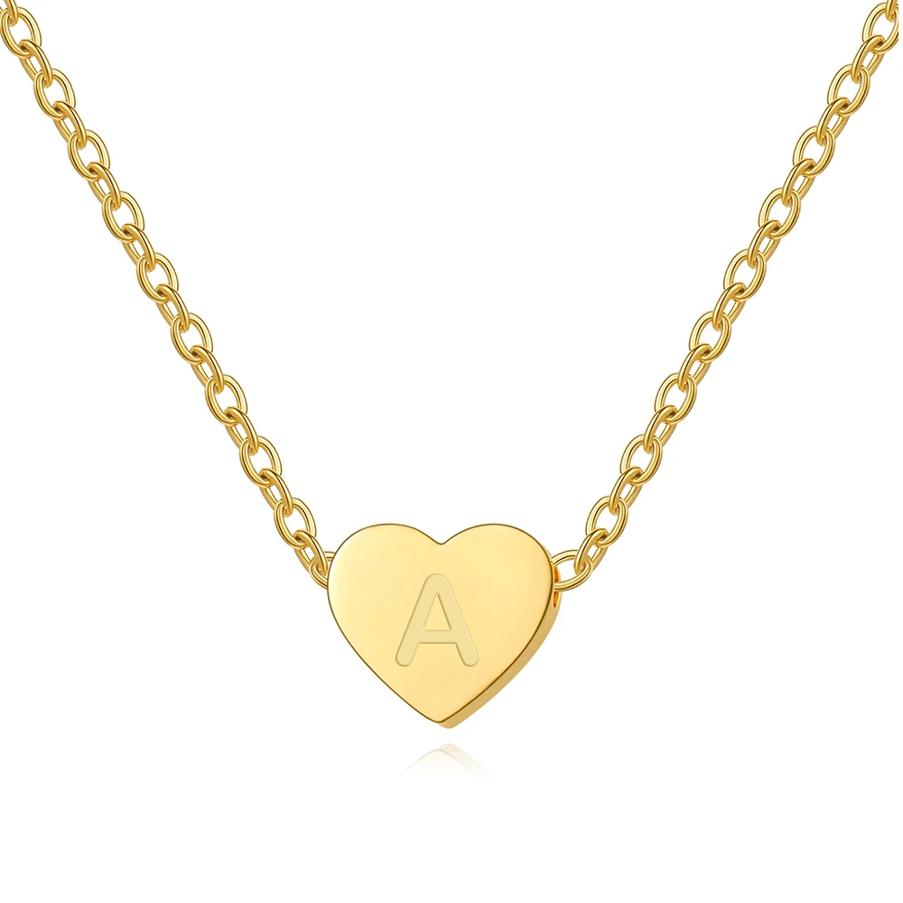 Gold Heart Initial Pendant - Engravarie