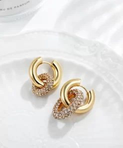 Zircon Round Hoop Earrings